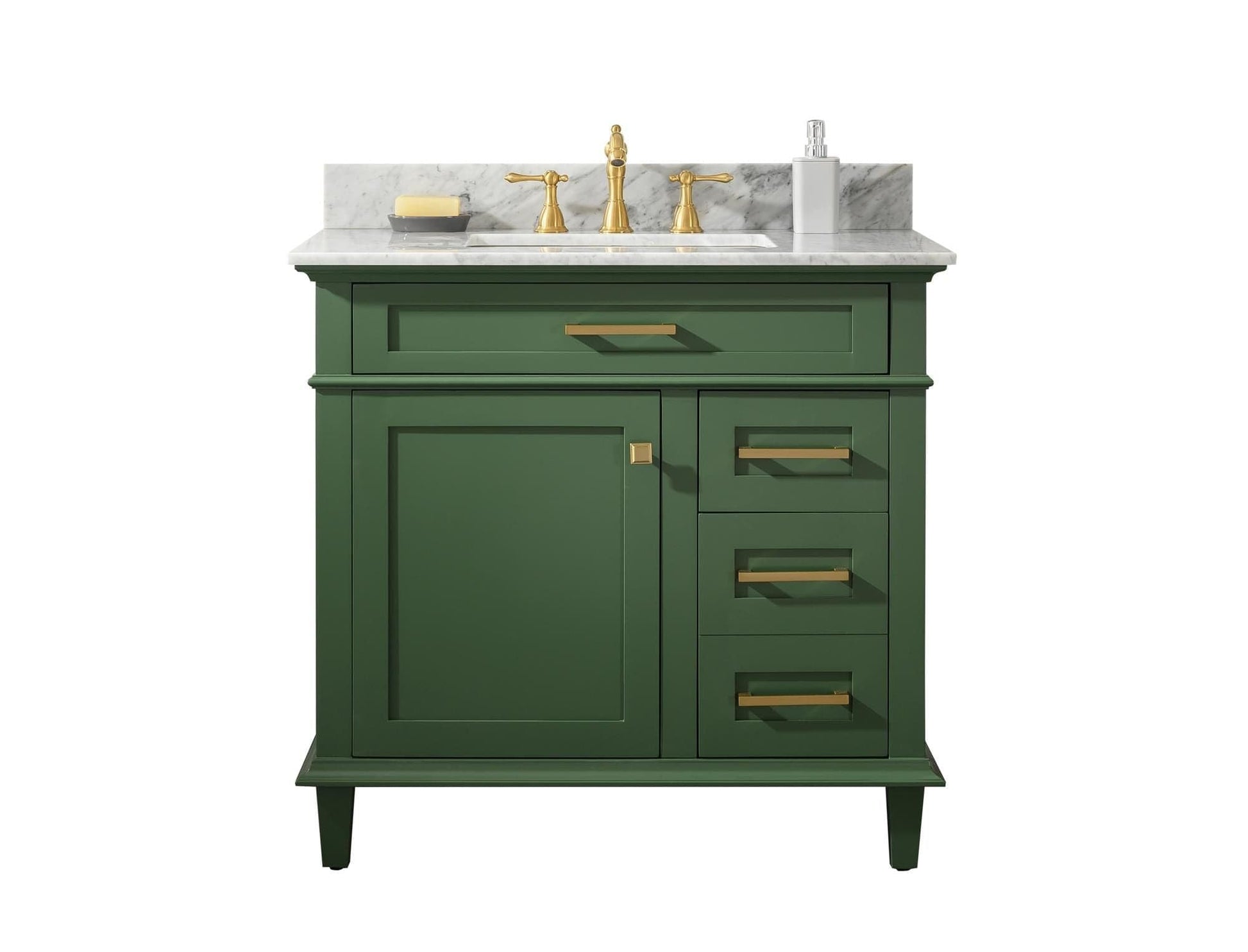 Legion Furniture WLF2236-VG Legion Furniture WLF2236-VG 36" Vogue Green Finish Sink Vanity Cabinet with Carrara White Top