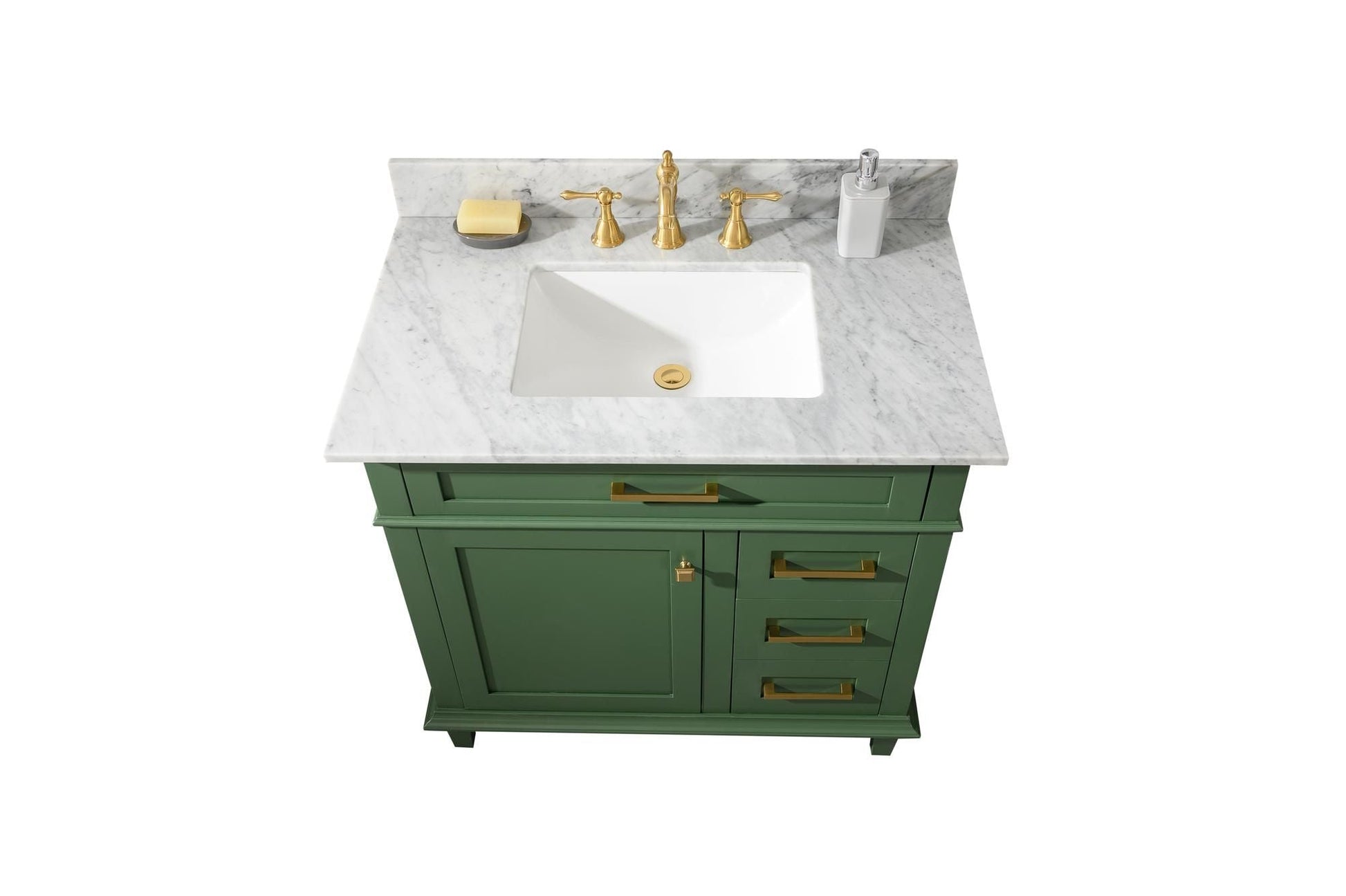 Legion Furniture WLF2236-VG Legion Furniture WLF2236-VG 36" Vogue Green Finish Sink Vanity Cabinet with Carrara White Top