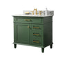 Legion Furniture WLF2236-VG Legion Furniture WLF2236-VG 36" Vogue Green Finish Sink Vanity Cabinet with Carrara White Top