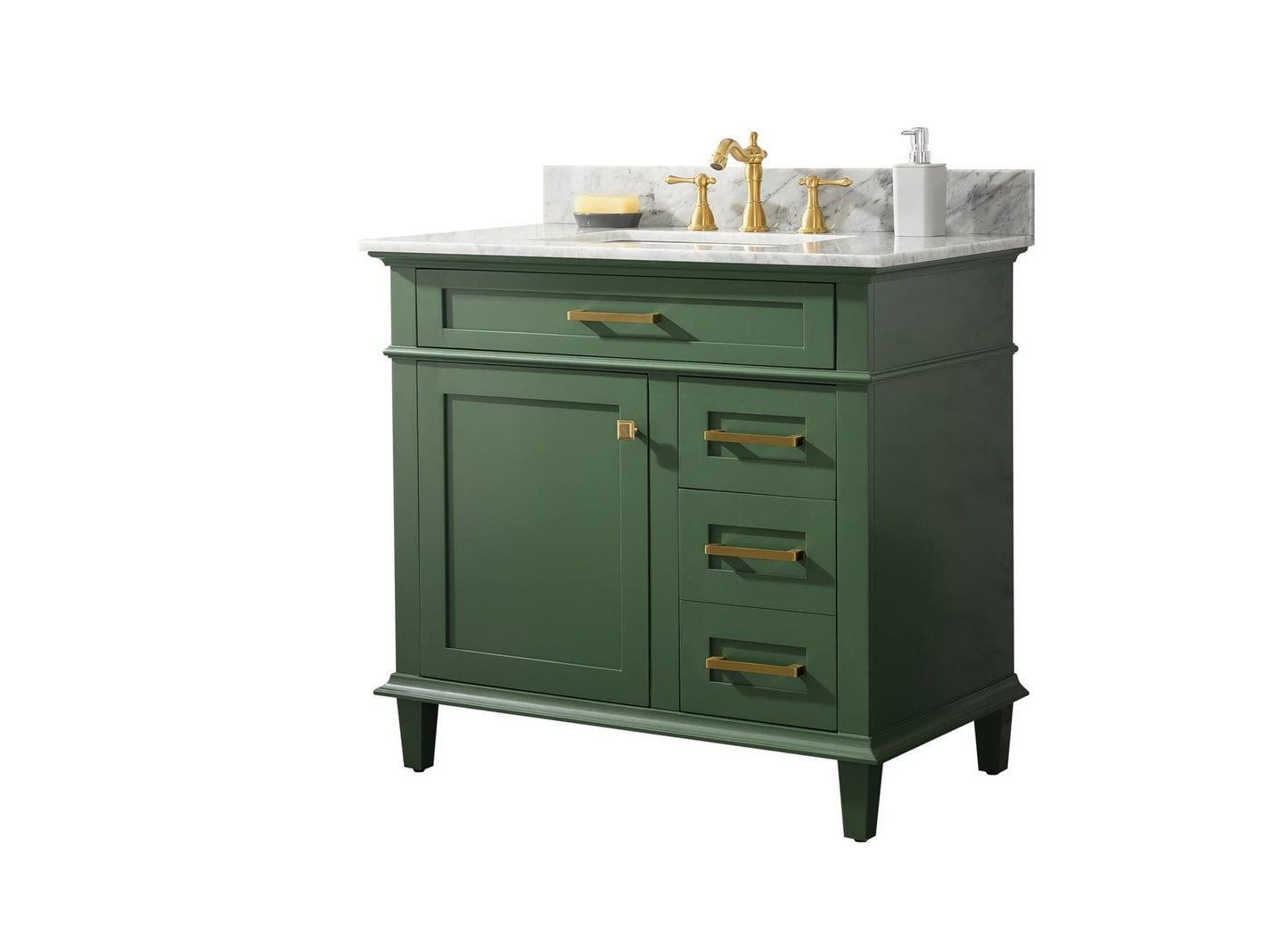 Legion Furniture WLF2236-VG Legion Furniture WLF2236-VG 36" Vogue Green Finish Sink Vanity Cabinet with Carrara White Top