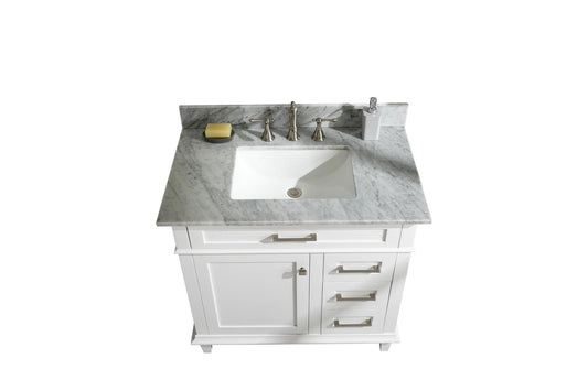 Legion Furniture WLF2236-W Legion Furniture WLF2236-W 36" White Finish Sink Vanity Cabinet with Carrara White Top