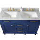 Legion Furniture WLF2254-B Legion Furniture WLF2254-B 54" Blue Finish Double-Sink Vanity Cabinet with Carrara White Top