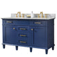 Legion Furniture WLF2254-B Legion Furniture WLF2254-B 54" Blue Finish Double-Sink Vanity Cabinet with Carrara White Top