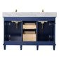 Legion Furniture WLF2254-B Legion Furniture WLF2254-B 54" Blue Finish Double-Sink Vanity Cabinet with Carrara White Top