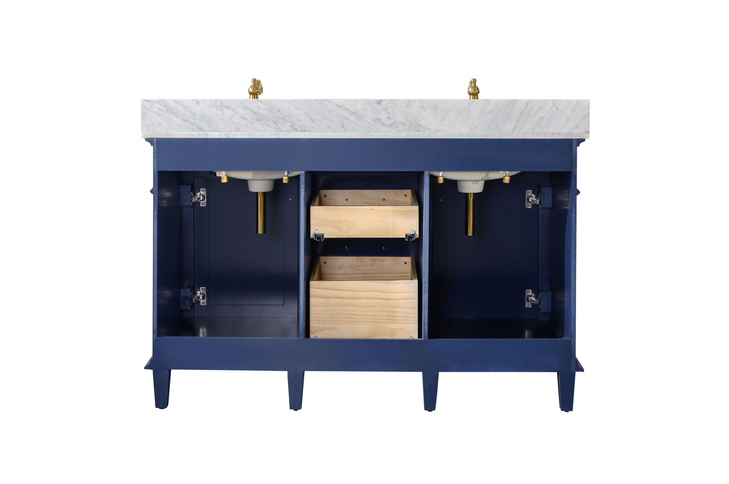 Legion Furniture WLF2254-B Legion Furniture WLF2254-B 54" Blue Finish Double-Sink Vanity Cabinet with Carrara White Top