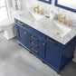 Legion Furniture WLF2254-B Legion Furniture WLF2254-B 54" Blue Finish Double-Sink Vanity Cabinet with Carrara White Top