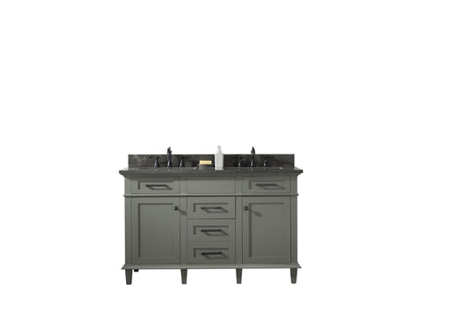 Legion Furniture WLF2254-PG Legion Furniture WLF2254-PG 54" Pewter Green Finish Double-Sink Vanity Cabinet with Blue Limestone Top