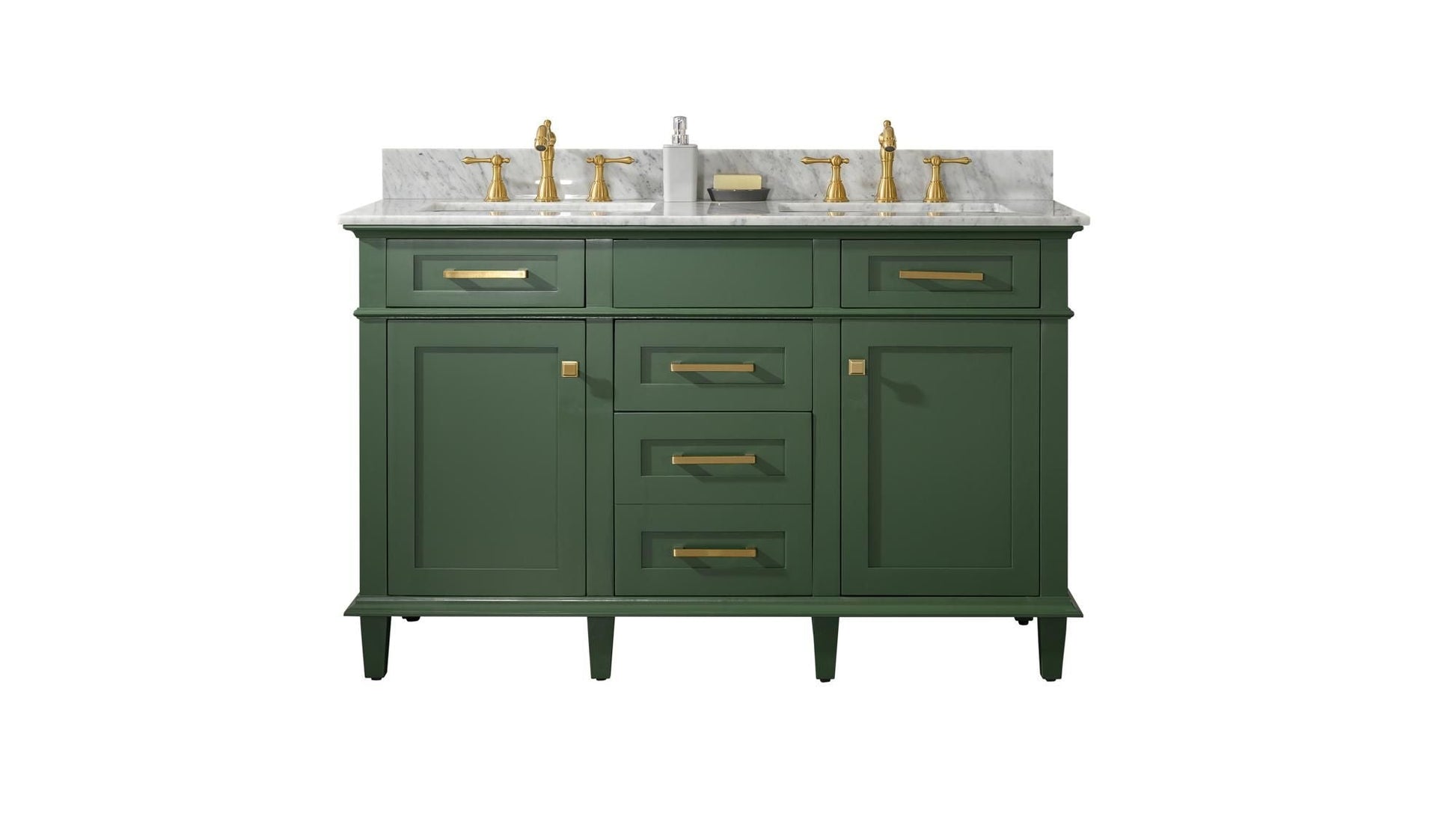 Legion Furniture WLF2254-VG Legion Furniture WLF2254-VG 54" Vogue Green Finish Double-Sink Vanity Cabinet with Carrara White Top