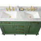 Legion Furniture WLF2254-VG Legion Furniture WLF2254-VG 54" Vogue Green Finish Double-Sink Vanity Cabinet with Carrara White Top