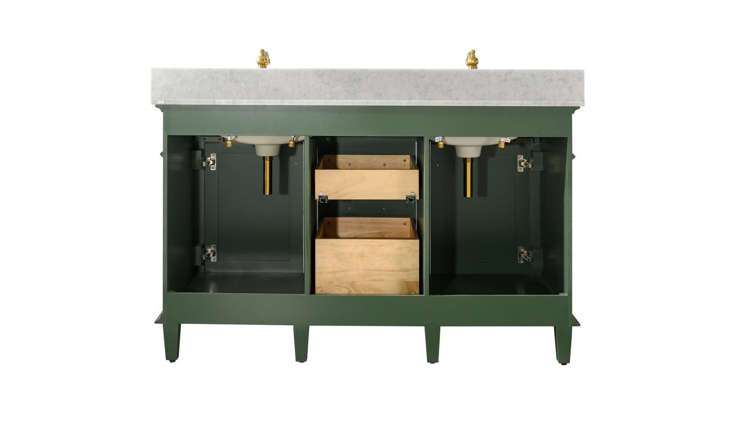 Legion Furniture WLF2254-VG Legion Furniture WLF2254-VG 54" Vogue Green Finish Double-Sink Vanity Cabinet with Carrara White Top