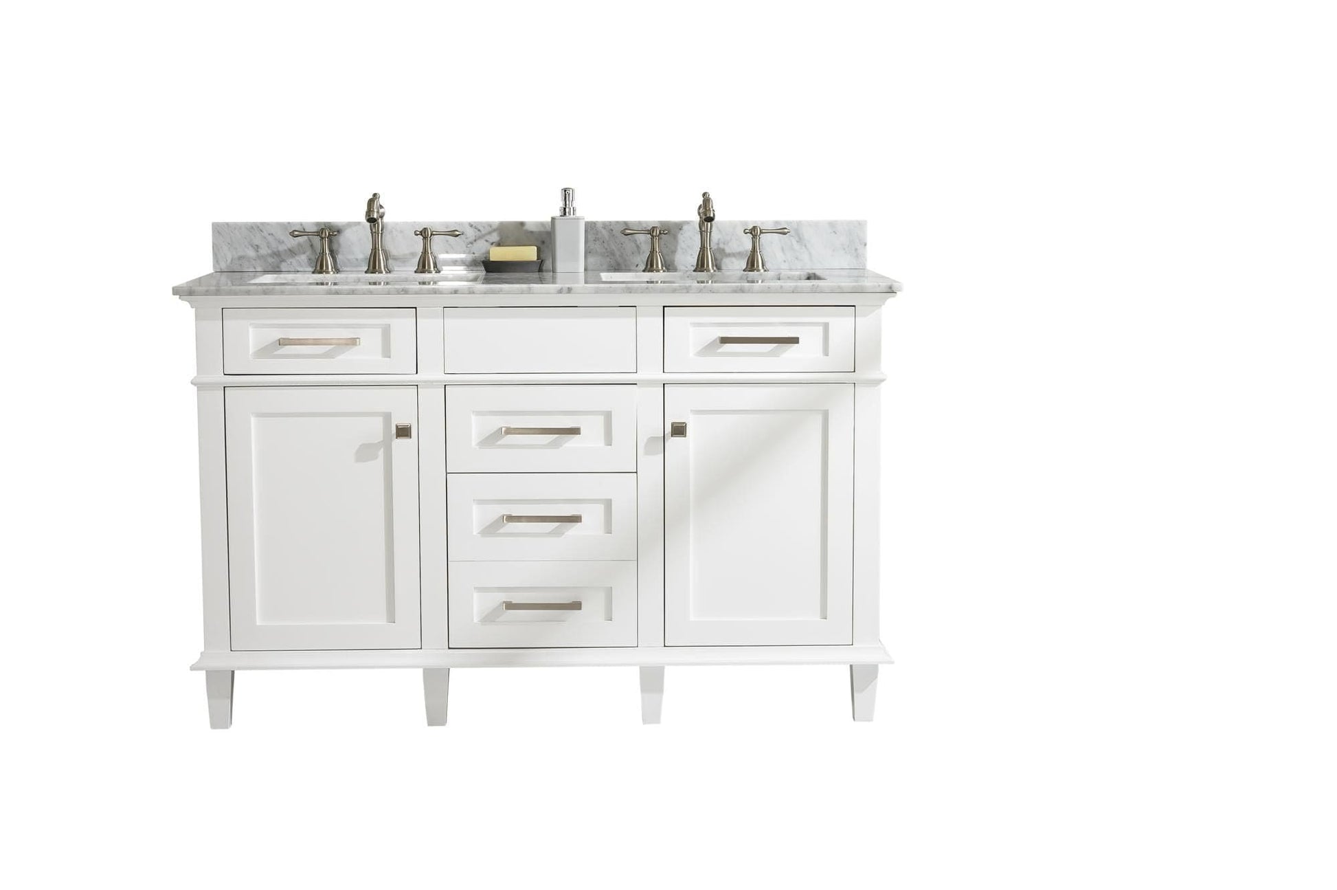 Legion Furniture WLF2254-W Legion Furniture WLF2254-W 54" White Finish Double-Sink Vanity Cabinet with Carrara White Top