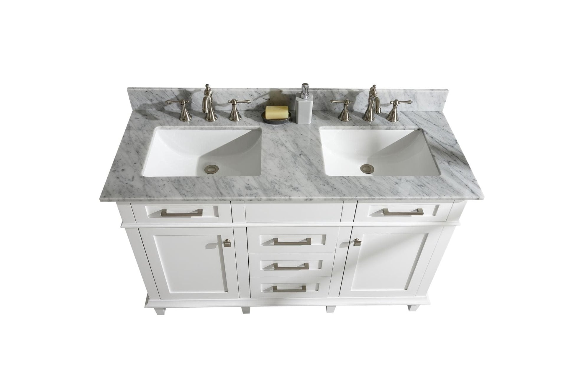 Legion Furniture WLF2254-W Legion Furniture WLF2254-W 54" White Finish Double-Sink Vanity Cabinet with Carrara White Top