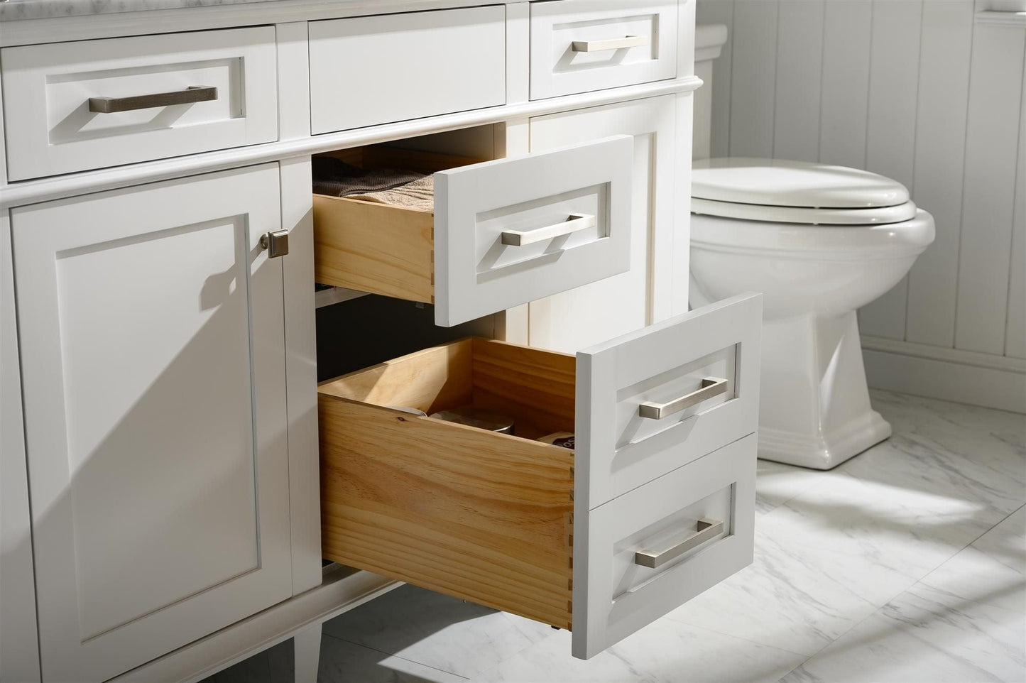 Legion Furniture WLF2254-W Legion Furniture WLF2254-W 54" White Finish Double-Sink Vanity Cabinet with Carrara White Top