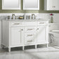 Legion Furniture WLF2254-W Legion Furniture WLF2254-W 54" White Finish Double-Sink Vanity Cabinet with Carrara White Top