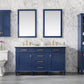 Legion Furniture WLF2260D-B Legion Furniture WLF2260D-B 60" Blue Finish Double-Sink Vanity Cabinet with Carrara White Top