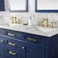 Legion Furniture WLF2260D-B Legion Furniture WLF2260D-B 60" Blue Finish Double-Sink Vanity Cabinet with Carrara White Top