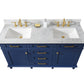 Legion Furniture WLF2260D-B Legion Furniture WLF2260D-B 60" Blue Finish Double-Sink Vanity Cabinet with Carrara White Top