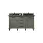 Legion Furniture WLF2260D-PG Legion Furniture WLF2260D-PG 60" Pewter Green Finish Double-Sink Vanity Cabinet with Blue Limestone Top