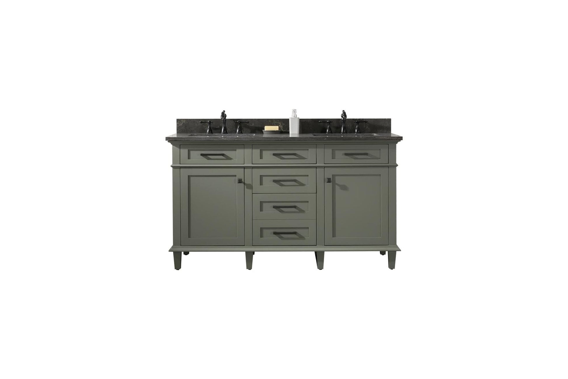 Legion Furniture WLF2260D-PG Legion Furniture WLF2260D-PG 60" Pewter Green Finish Double-Sink Vanity Cabinet with Blue Limestone Top