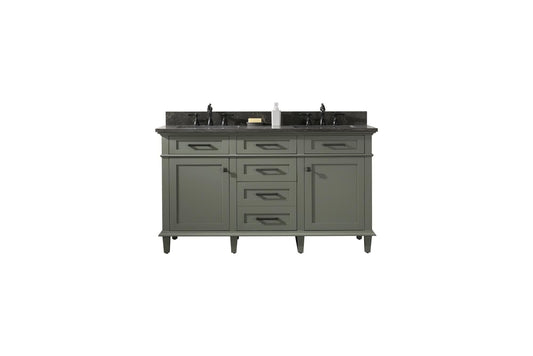 Legion Furniture WLF2260D-PG Legion Furniture WLF2260D-PG 60" Pewter Green Finish Double-Sink Vanity Cabinet with Blue Limestone Top