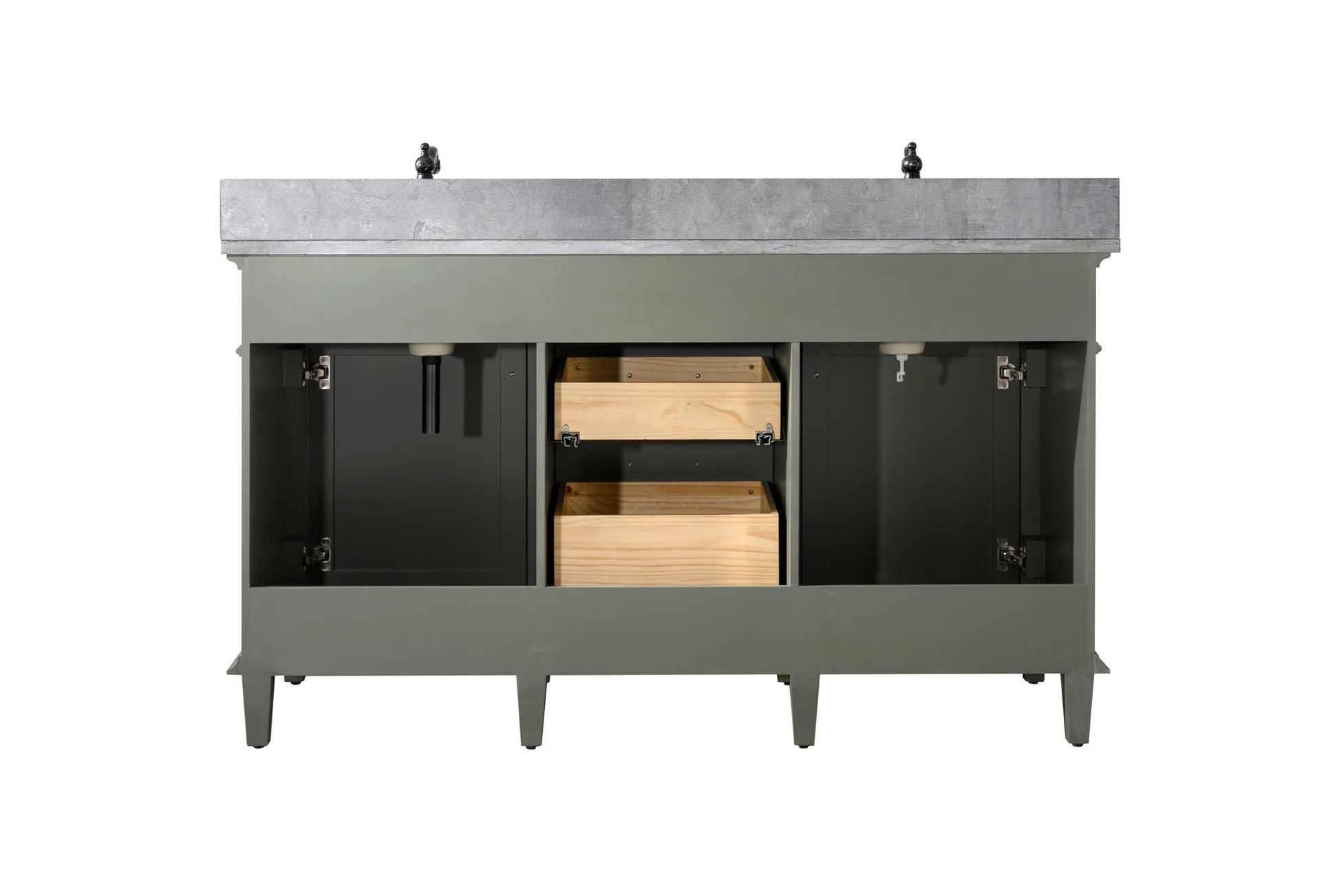 Legion Furniture WLF2260D-PG Legion Furniture WLF2260D-PG 60" Pewter Green Finish Double-Sink Vanity Cabinet with Blue Limestone Top