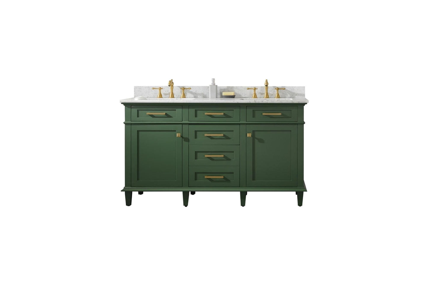 Legion Furniture WLF2260D-VG Legion Furniture WLF2260D-VG 60" Vogue Green Finish Double-Sink Vanity Cabinet with Carrara White Top