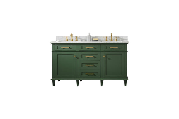 Legion Furniture WLF2260D-VG Legion Furniture WLF2260D-VG 60 Vogue Green Finish Double-Sink Vanity Cabinet with Carrara White Top