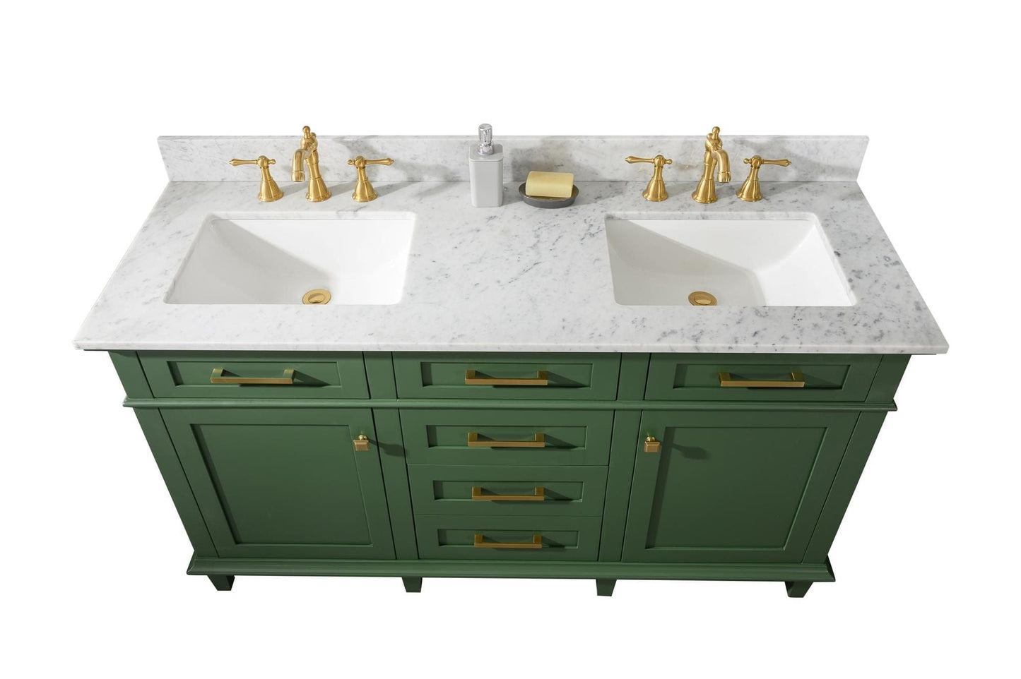 Legion Furniture WLF2260D-VG Legion Furniture WLF2260D-VG 60" Vogue Green Finish Double-Sink Vanity Cabinet with Carrara White Top