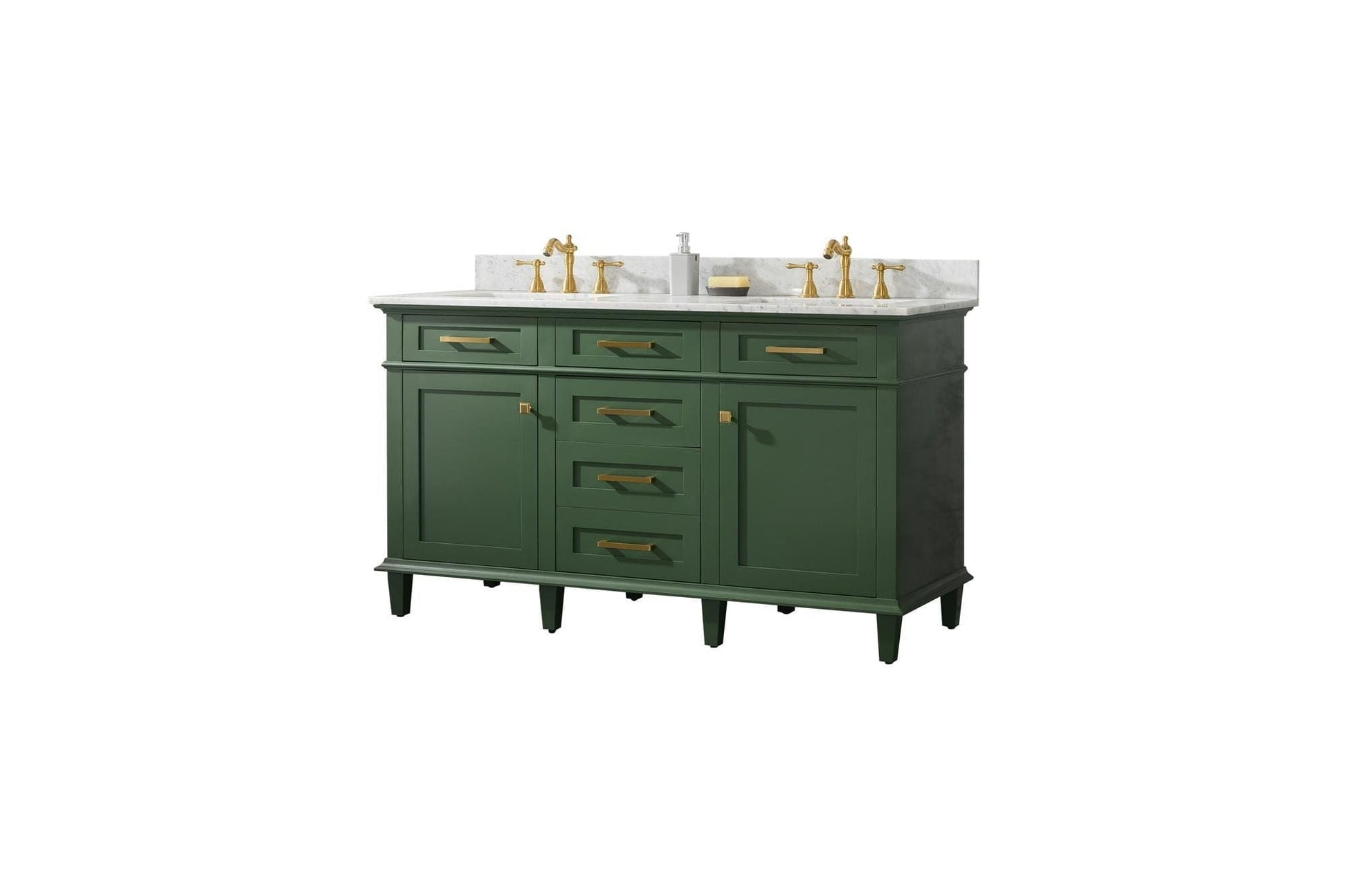 Legion Furniture WLF2260D-VG Legion Furniture WLF2260D-VG 60" Vogue Green Finish Double-Sink Vanity Cabinet with Carrara White Top