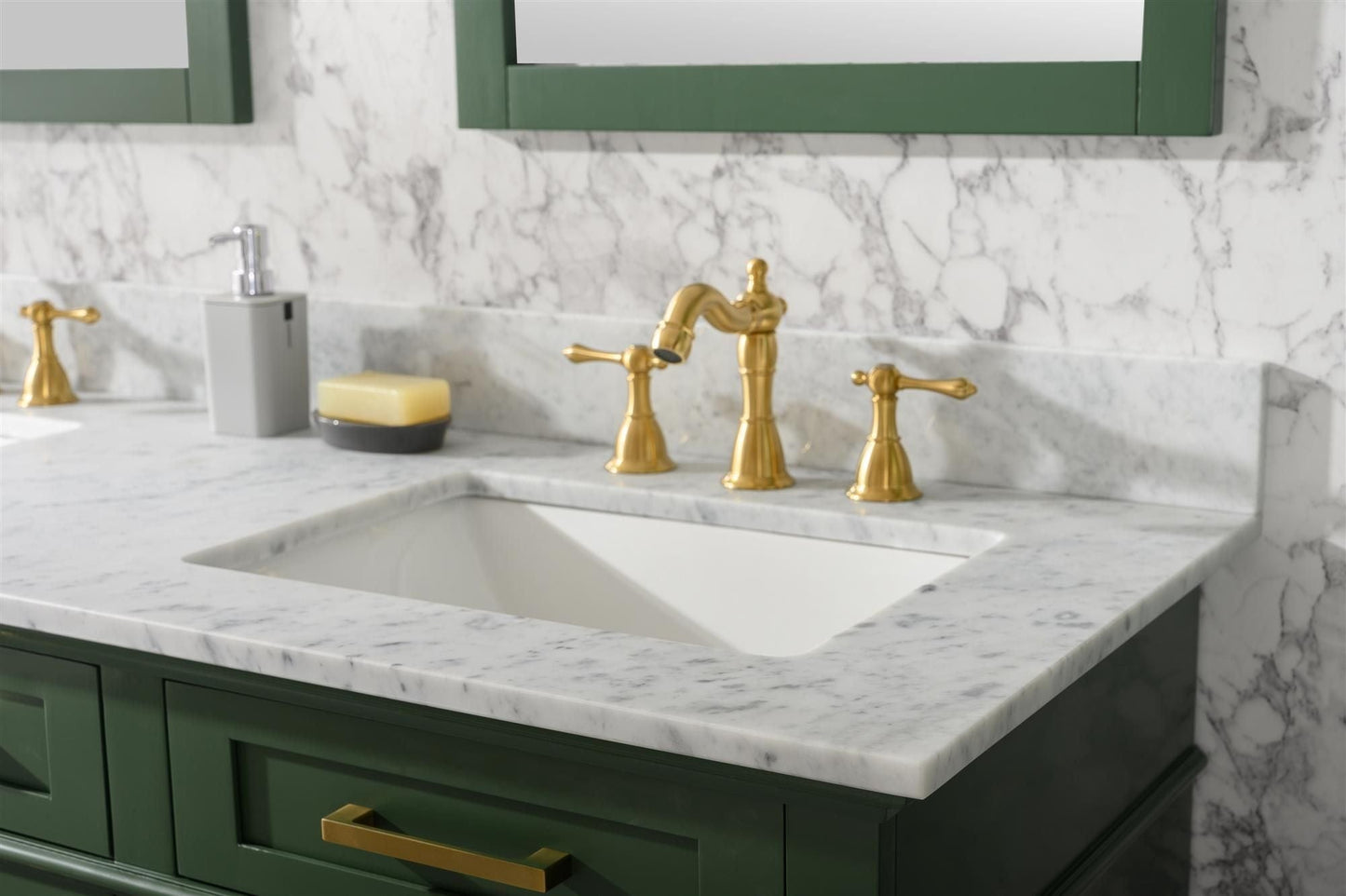 Legion Furniture WLF2260D-VG Legion Furniture WLF2260D-VG 60" Vogue Green Finish Double-Sink Vanity Cabinet with Carrara White Top