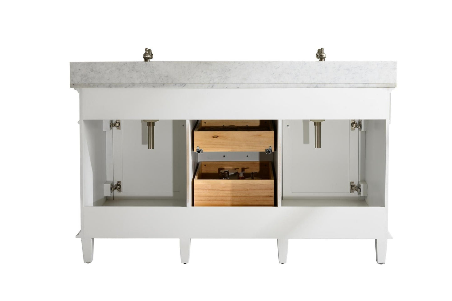 Legion Furniture WLF2260D-W Legion Furniture WLF2260D-W 60" White Finish Double-Sink Vanity Cabinet with Carrara White Top