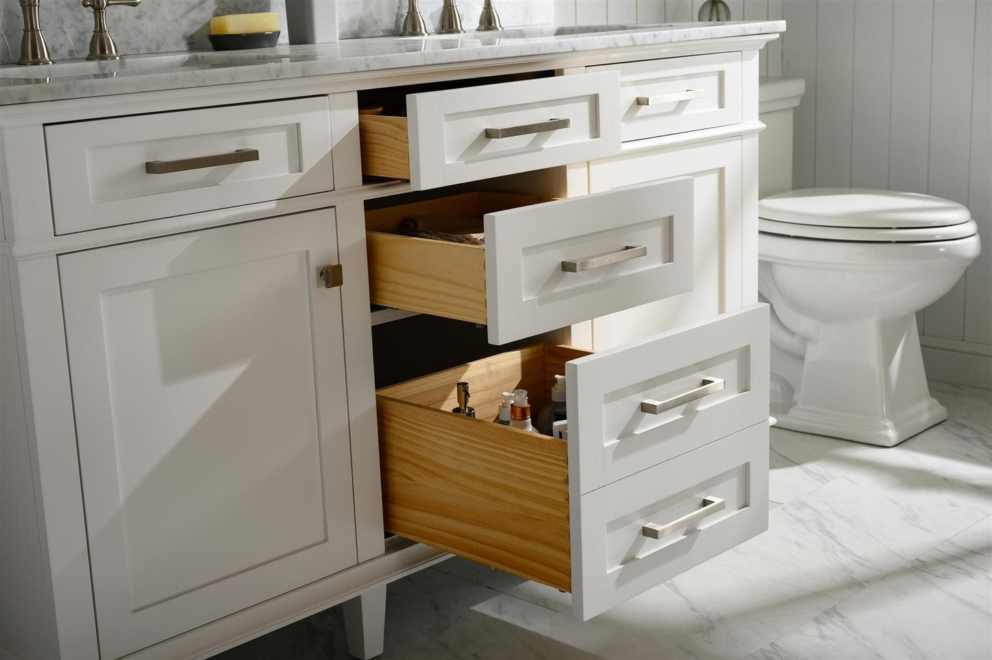 Legion Furniture WLF2260D-W Legion Furniture WLF2260D-W 60" White Finish Double-Sink Vanity Cabinet with Carrara White Top