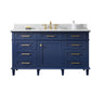 Legion Furniture WLF2260S-B Legion Furniture WLF2260S-B 60" Blue Finish Single-Sink Vanity Cabinet with Carrara White Top