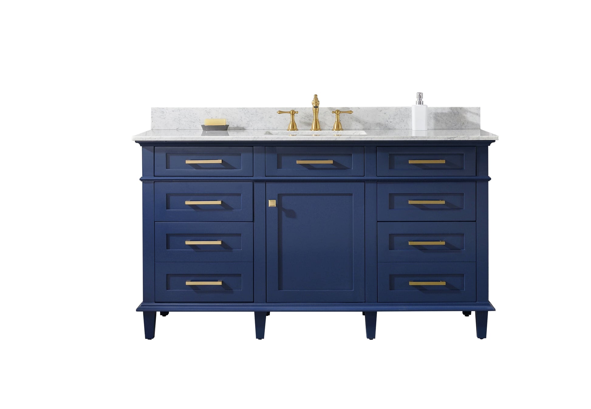 Legion Furniture WLF2260S-B Legion Furniture WLF2260S-B 60" Blue Finish Single-Sink Vanity Cabinet with Carrara White Top