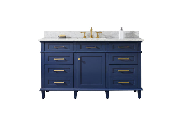 Legion Furniture WLF2260S-B Legion Furniture WLF2260S-B 60 Blue Finish Single-Sink Vanity Cabinet with Carrara White Top