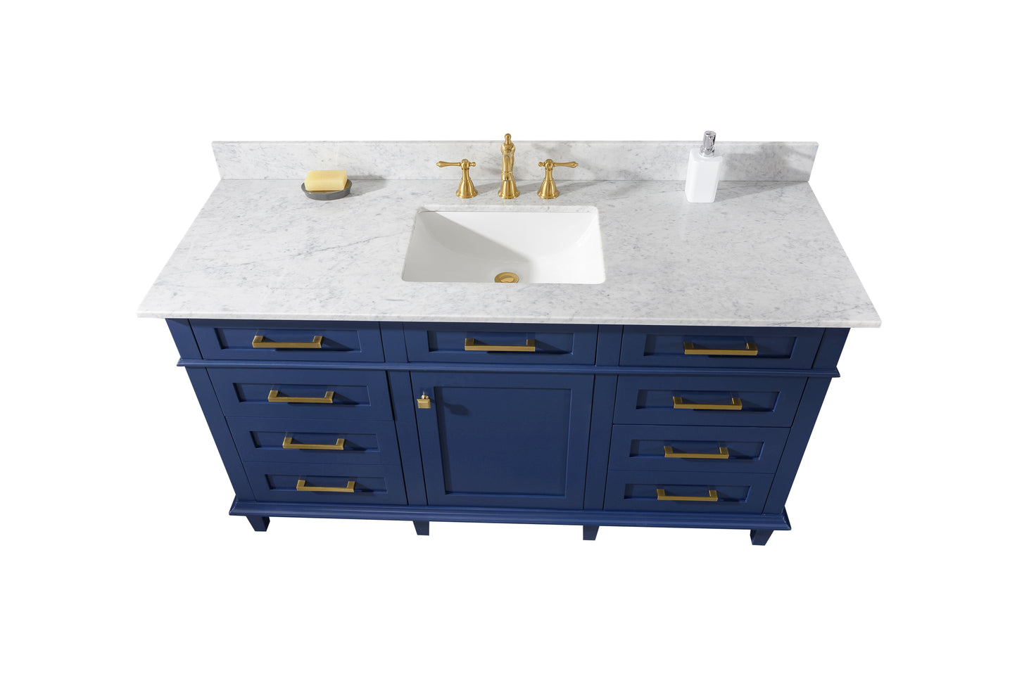 Legion Furniture WLF2260S-B Legion Furniture WLF2260S-B 60" Blue Finish Single-Sink Vanity Cabinet with Carrara White Top