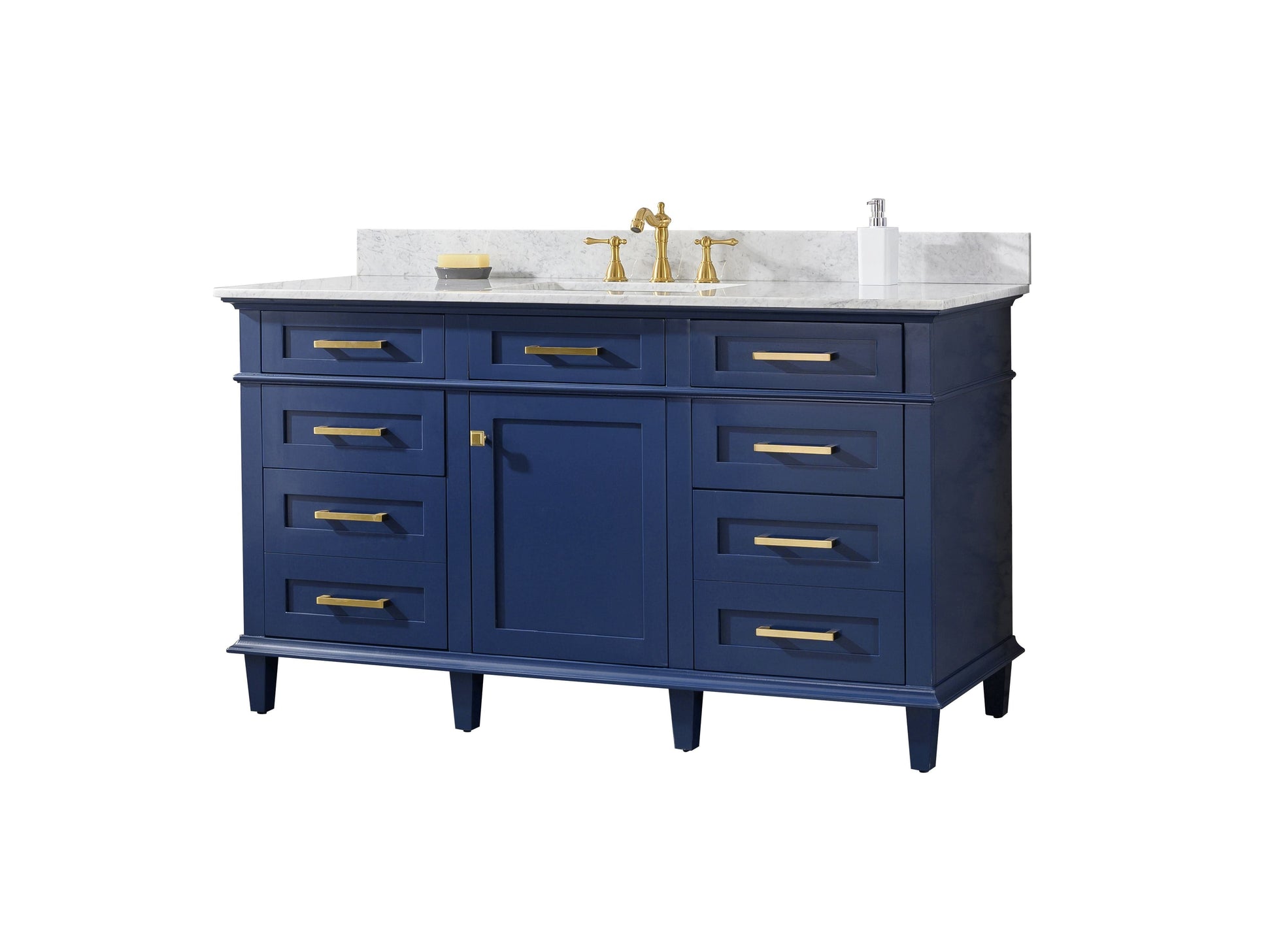 Legion Furniture WLF2260S-B Legion Furniture WLF2260S-B 60" Blue Finish Single-Sink Vanity Cabinet with Carrara White Top