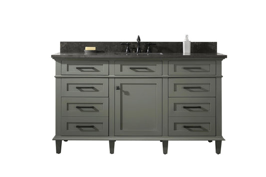 Legion Furniture WLF2260S-PG Legion Furniture WLF2260S-PG 60" Pewter Green Finish Single-Sink Vanity Cabinet with Blue Limestone Top