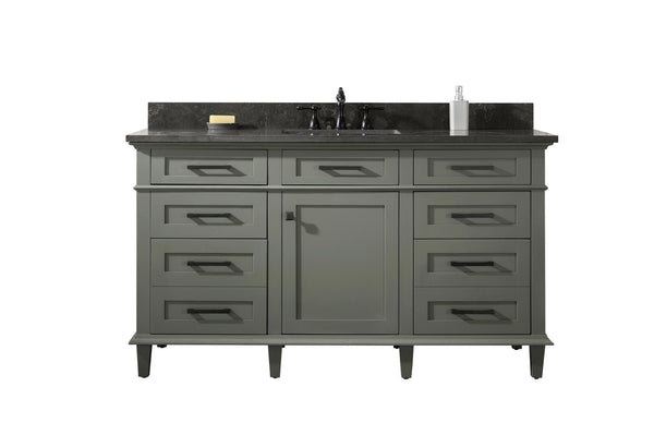 Legion Furniture WLF2260S-PG Legion Furniture WLF2260S-PG 60 Pewter Green Finish Single-Sink Vanity Cabinet with Blue Limestone Top