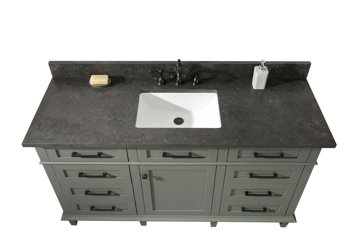 Legion Furniture WLF2260S-PG Legion Furniture WLF2260S-PG 60" Pewter Green Finish Single-Sink Vanity Cabinet with Blue Limestone Top