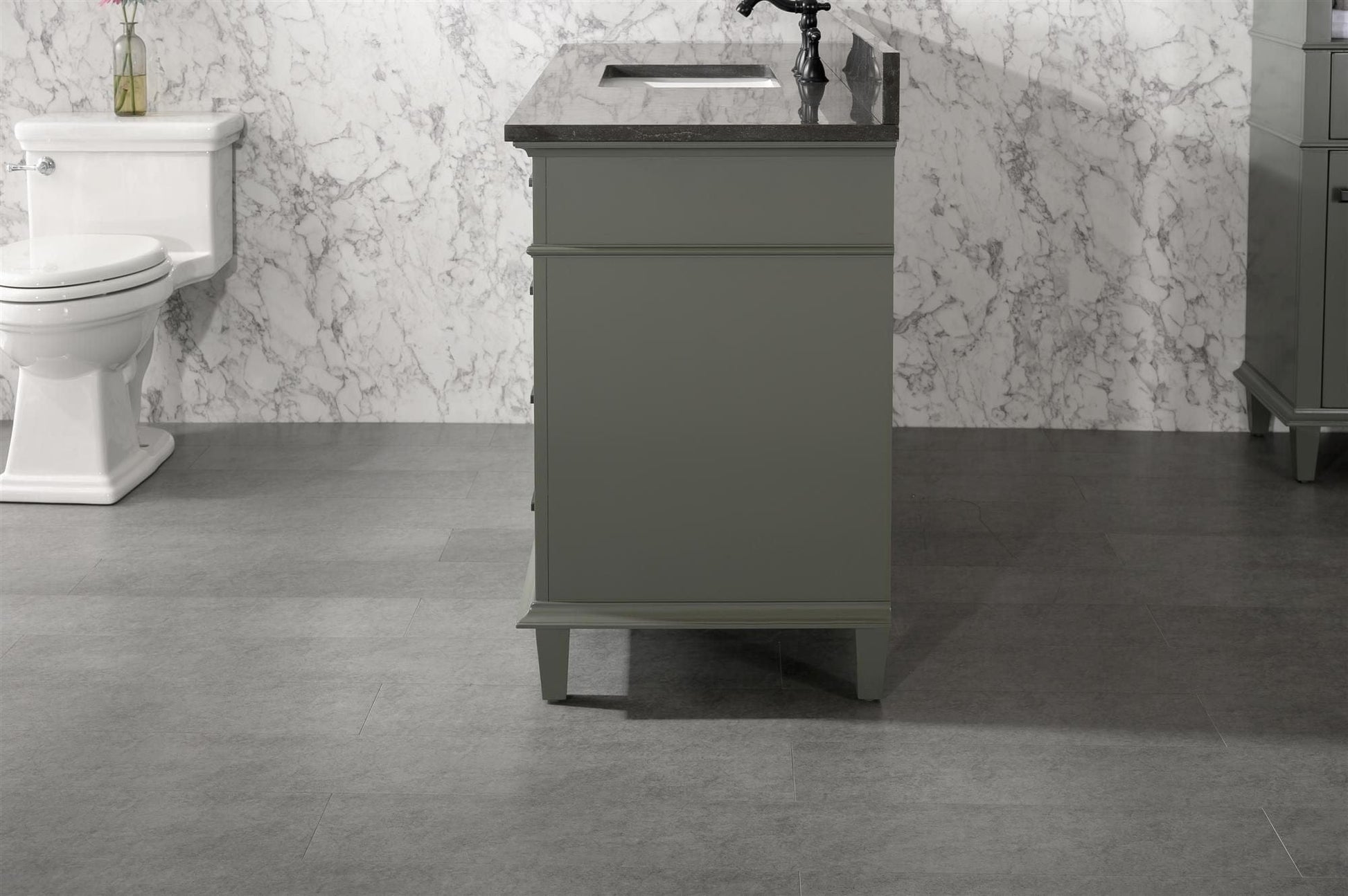 Legion Furniture WLF2260S-PG Legion Furniture WLF2260S-PG 60" Pewter Green Finish Single-Sink Vanity Cabinet with Blue Limestone Top