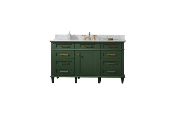 Legion Furniture WLF2260S-VG Legion Furniture WLF2260S-VG 60 Vogue Green Finish Single-Sink Vanity Cabinet with Carrara White Top