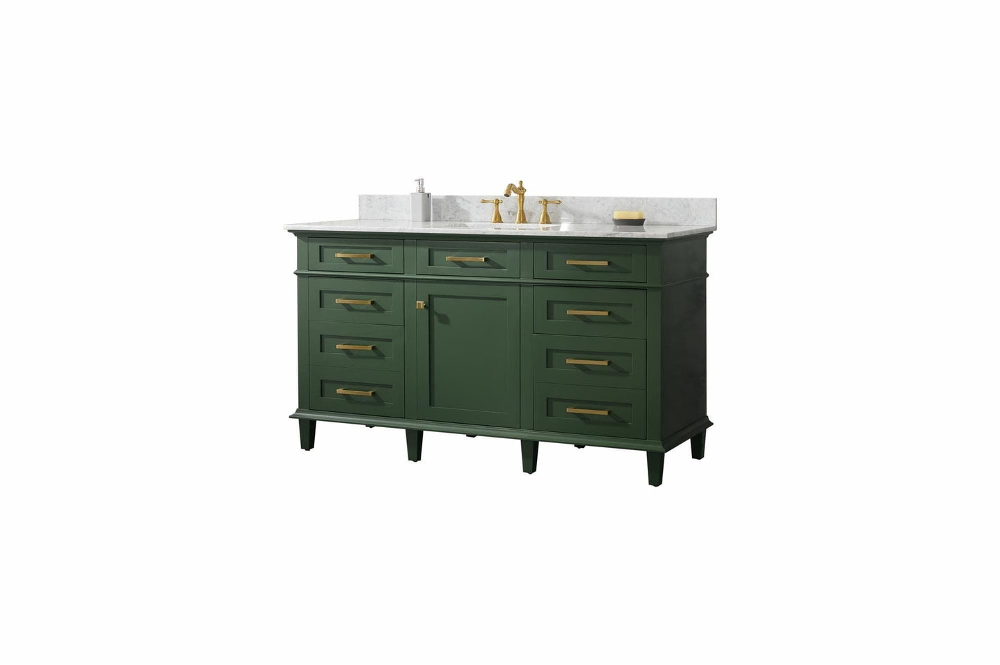 Legion Furniture WLF2260S-VG Legion Furniture WLF2260S-VG 60" Vogue Green Finish Single-Sink Vanity Cabinet with Carrara White Top