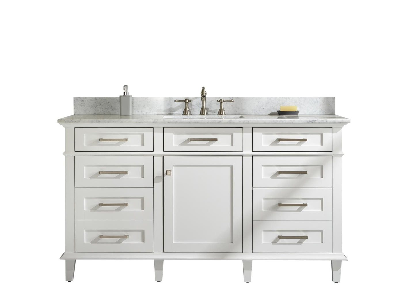 Legion Furniture WLF2260S-W Legion Furniture WLF2260S-W 60" White Finish Single-Sink Vanity Cabinet with Carrara White Top