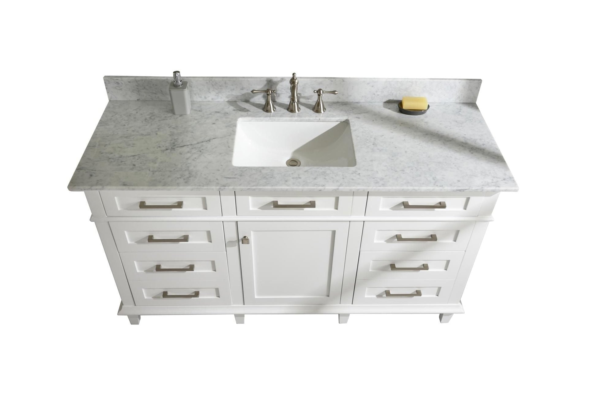 Legion Furniture WLF2260S-W Legion Furniture WLF2260S-W 60" White Finish Single-Sink Vanity Cabinet with Carrara White Top