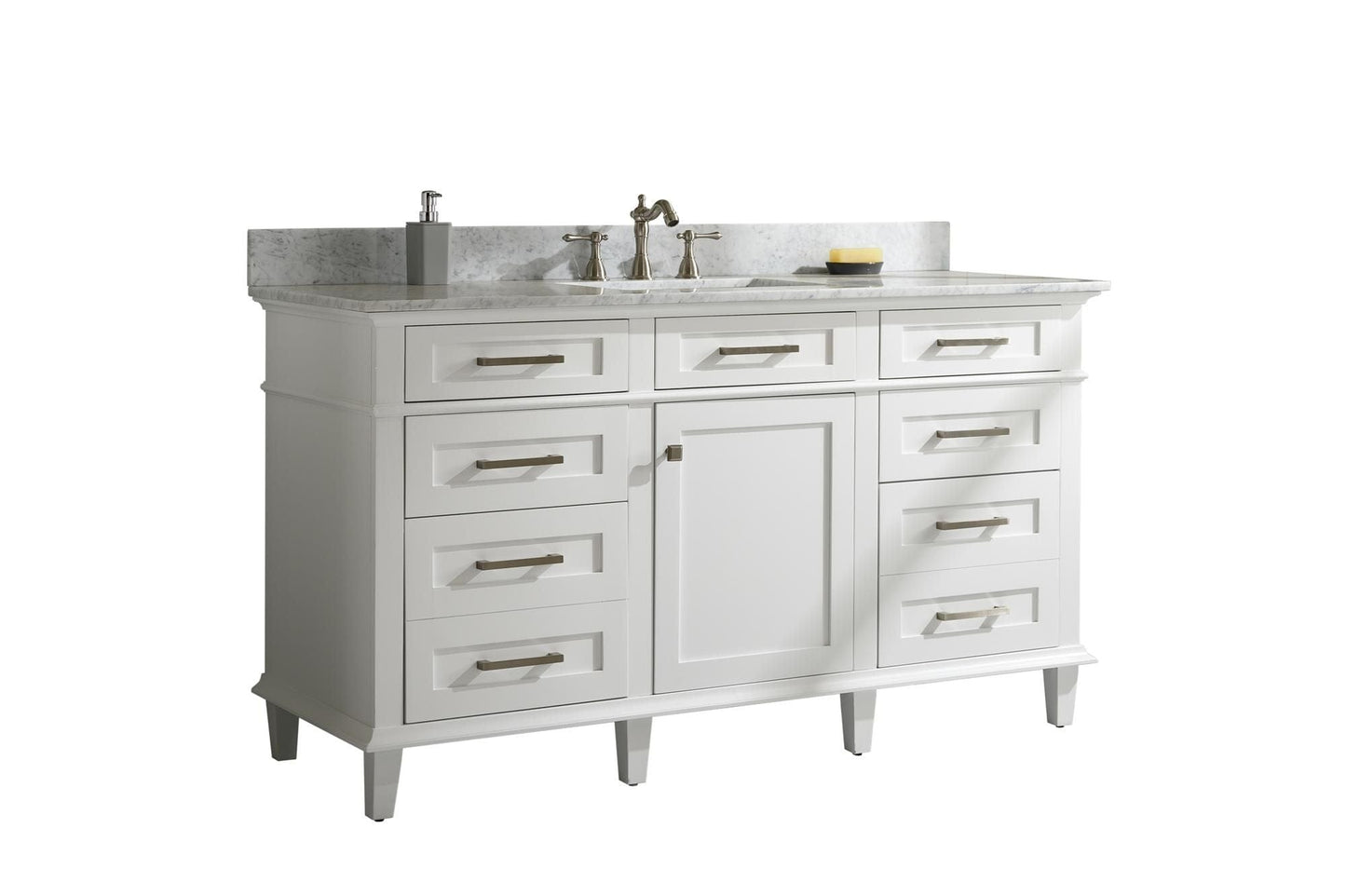 Legion Furniture WLF2260S-W Legion Furniture WLF2260S-W 60" White Finish Single-Sink Vanity Cabinet with Carrara White Top