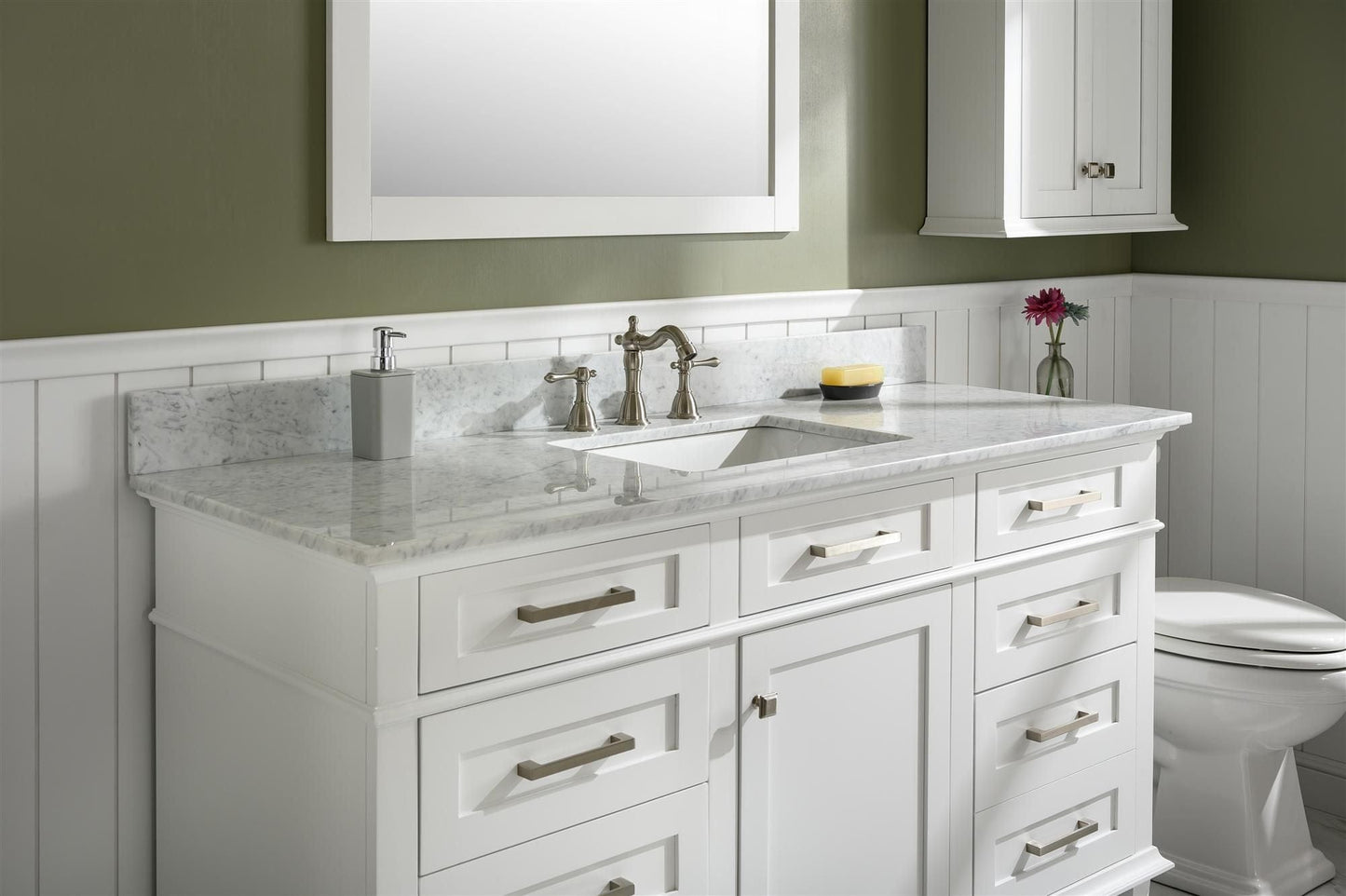 Legion Furniture WLF2260S-W Legion Furniture WLF2260S-W 60" White Finish Single-Sink Vanity Cabinet with Carrara White Top