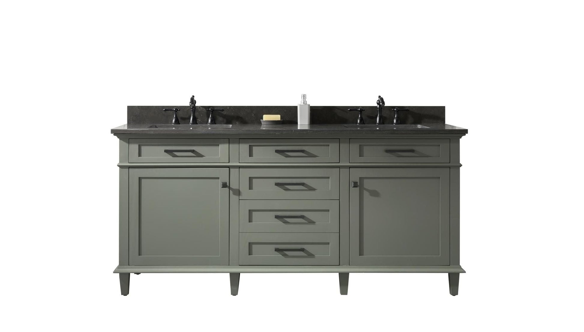 Legion Furniture WLF2272-PG Legion Furniture WLF2272-PG 72" Pewter Green Double-Sink Vanity Cabinet with Blue Limestone Top