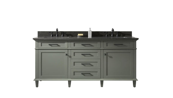 Legion Furniture WLF2272-PG Legion Furniture WLF2272-PG 72 Pewter Green Double-Sink Vanity Cabinet with Blue Limestone Top