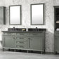 Legion Furniture WLF2272-PG Legion Furniture WLF2272-PG 72" Pewter Green Double-Sink Vanity Cabinet with Blue Limestone Top